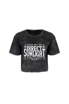 Image of Keep Out Of Direct Sunlight Acid Wash Oversized Cropped T-Shirt