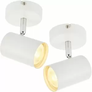 Image of Loops - 2x LED Adjustable Ceiling Spotlights Matt White Single GU10 Dimmable Downlight