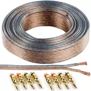 Image of 25m Speaker Cable & 8x Gold Banana Plugs - 1.5mm Wire Binding Post Amp HiFi CCA...