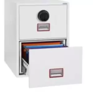 Image of World Class Vertical Fire File FS2272F 2 Drawer Filing Cabinet with Fingerprint Lock