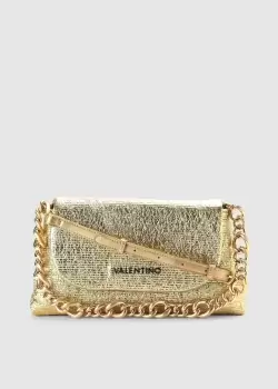 Image of Valentino Bags Womens Friends Metallic Bag With Chain Strap In Gold