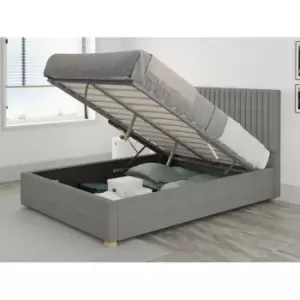 Image of Grant Ottoman Upholstered Bed, Eire Linen, Grey - Ottoman Bed Size Small Double (120x190)
