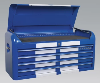Image of Sealey AP41104BWS Topchest 4 Drawer Wide Retro Style - Blue White Stripes