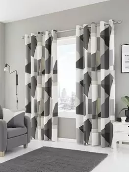 Image of Fusion Geometra Eyelet Lined Curtains