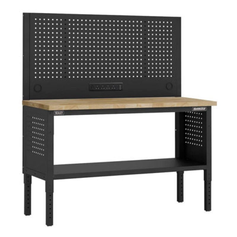 Image of Sealey Superline Pro Modular Wooden Top Workbench and Pegboard APMWB60COMBOW Length: 1.52m