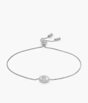 Image of Fossil Women Sterling Silver Texture Circle Chain Bracelet
