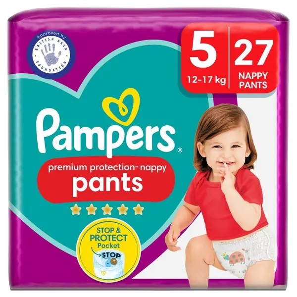 Image of Pampers Premium Protection Nappy Pants Size 5 27 Nappies