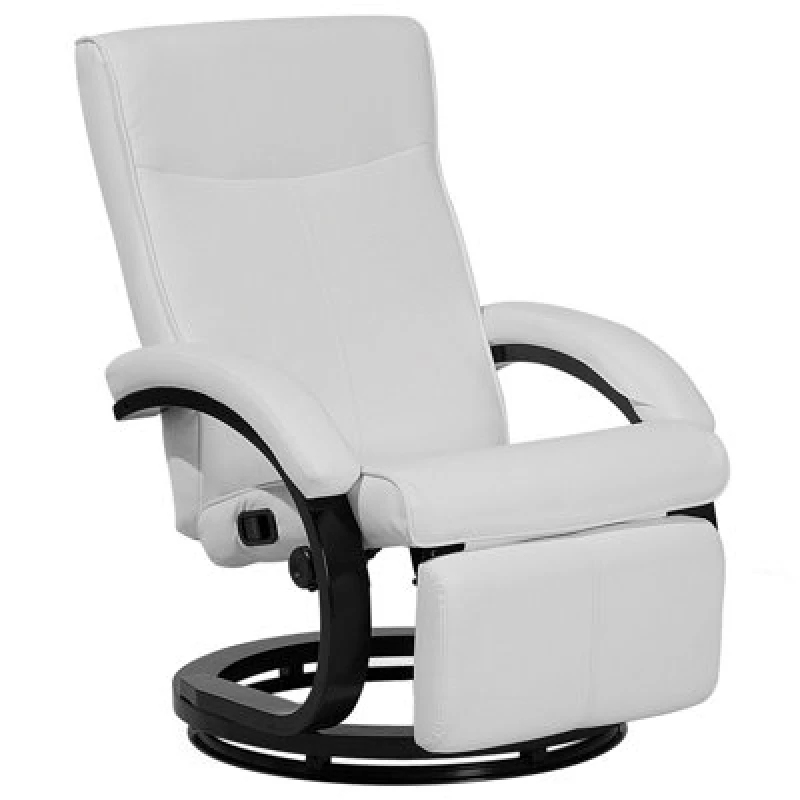 Image of Beliani Recliner Chair Might With Footrest Faux Leather White