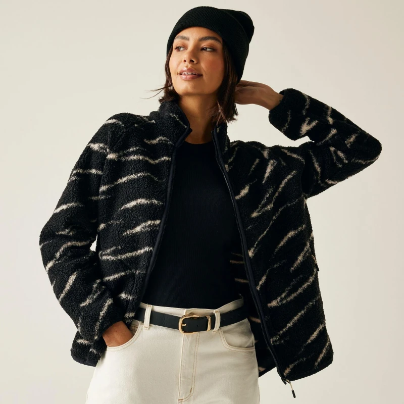 Image of Regatta Womens Frankie Borg Full Zip Fleece Black Light Van female 12