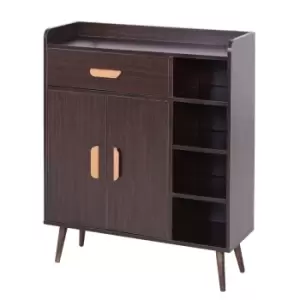 Image of Homcom Storage And Display Cabinet With Drawer And Compartments Walnut Effect