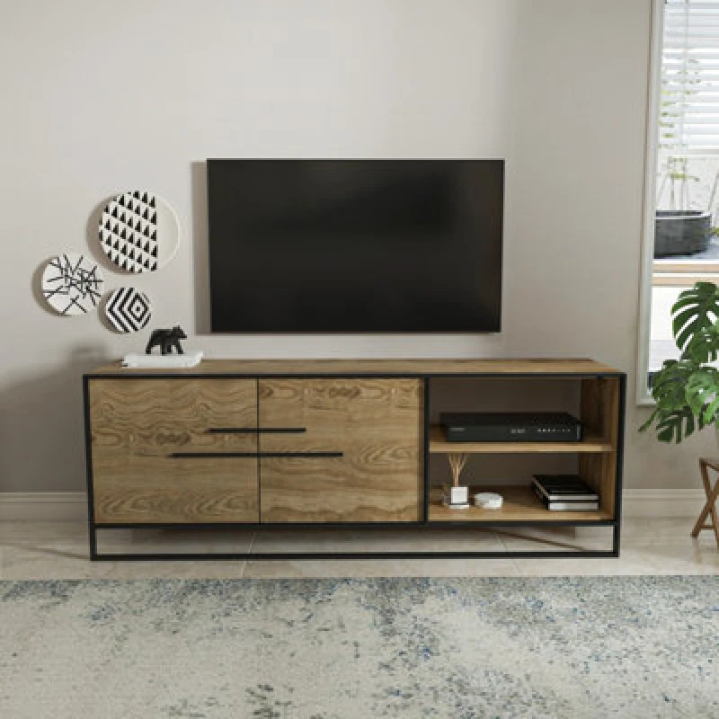 Image of Decorotika Polka TV Stand TV Unit For Tvs Up To 72" Black And Oud