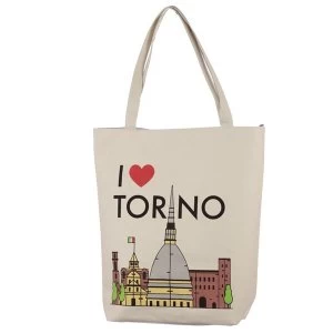 Image of I Heart Torino Handy Cotton Zip Up Shopping Bag