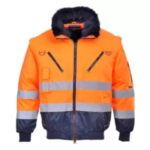 Image of Portwest Hi Vis 3 in 1 Pilot Jacket Orange / Navy S