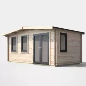 Image of Power 10' x 16' Chalet Log Cabin - Right Side Double Door