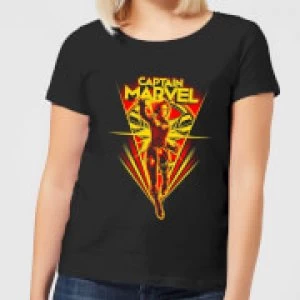 Image of Captain Marvel Freefall Womens T-Shirt - Black - M