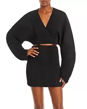 Image of Good American Pleated Cutout Mini Dress