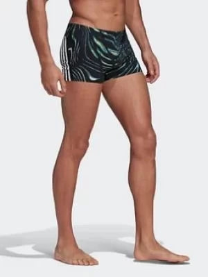 Image of adidas Graphic Souleaf Swim Boxers, Black, Size S, Men