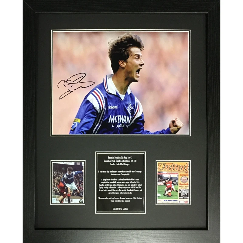 Image of AllStarSignings Ltd Brian Laudrup signed & framed Glasgow Rangers phot Navy Blue unisex One Size
