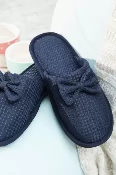 Image of Bow Waffle Mule Slippers