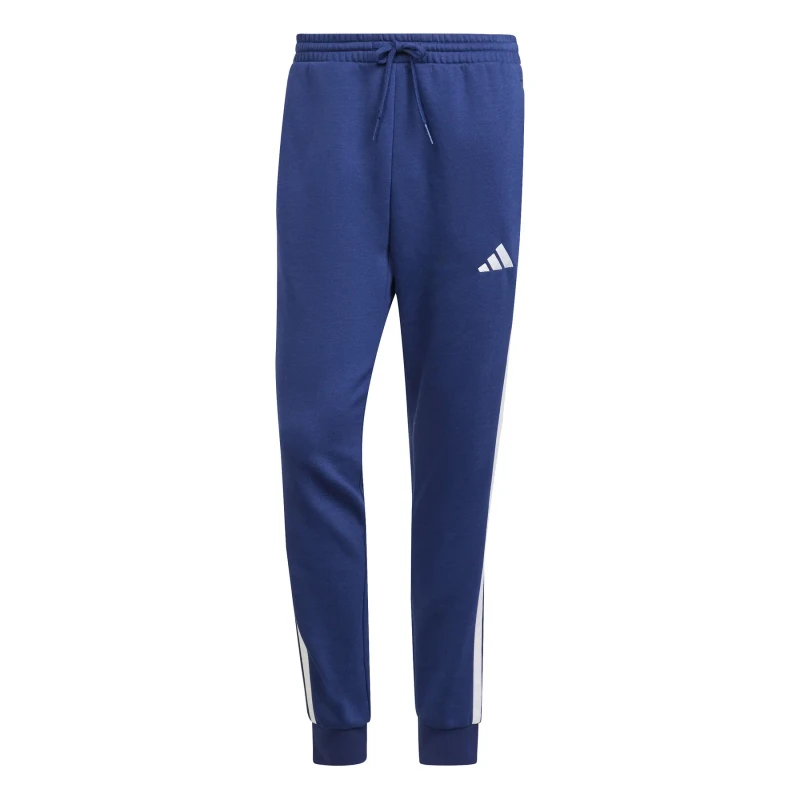 Image of adidas Essentials Fleece Tapered Cuff 3-Stripes Joggers Closed Hem Fleece Jogging Bottoms S Blue 48702618350