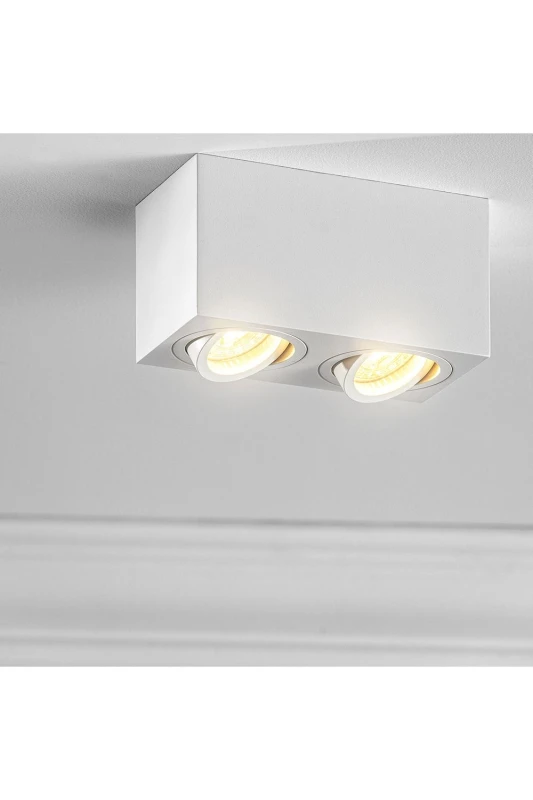 Image of CGC Lighting 'Sasha' White Twin Rectangular Ceiling Spotlight White unisex