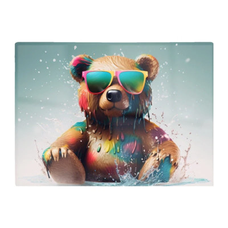 Image of Warren Reed Designer Splashart Bear In Glasses Chopping Board