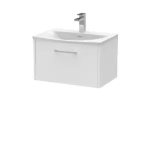 Image of Hudson Reed Juno 600mm Wall Hung Single Drawer Vanity & Curved Basin - White Ash