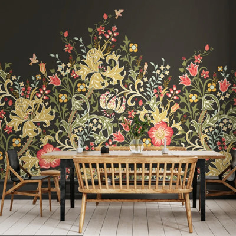 Image of Origin Murals Trailing Lily - Midnight Matt Smooth Paste The Wall Mural 300Cm Wide X 240Cm High