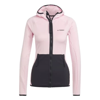 Image of adidas Terrex Tech Fleece Light Hooded Hiking Jacket Wome - Clear Pink / Black