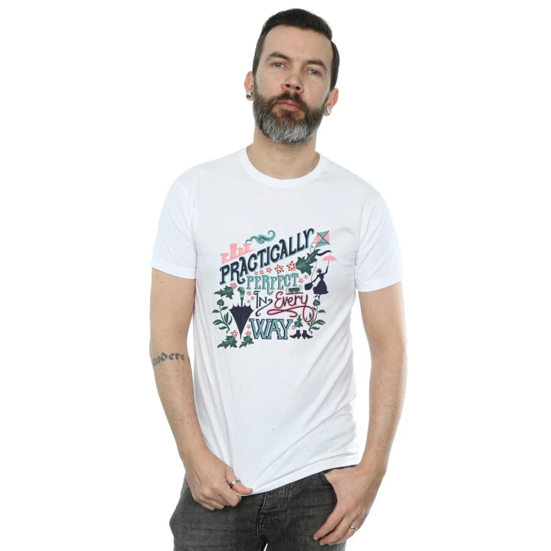 Image of Disney Men Mary Poppins Practically T-Shirt in White Size: Small White S Male 5057864520026
