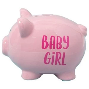 Image of 'Pennies & Dreams' Ceramic Pig Money Bank - Baby Girl