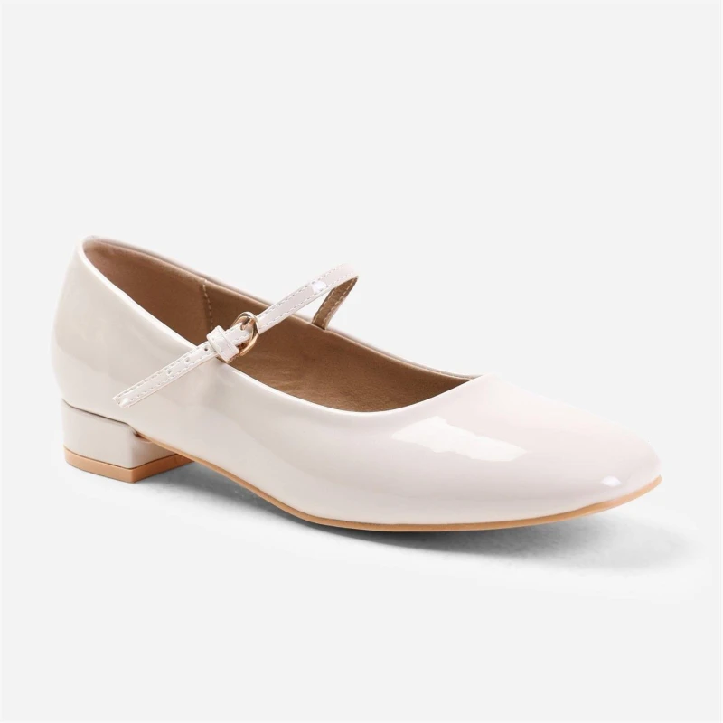 Image of Where's That From 'Portugal' Low Heel With Strap And Buckle Detail Cream