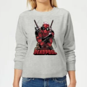 Image of Marvel Deadpool Ready For Action Womens Sweatshirt - Grey - M