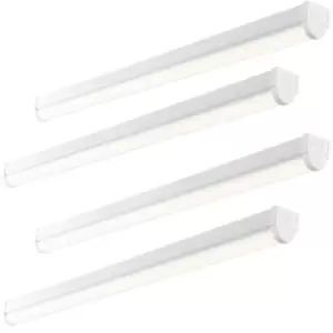 Image of 4 PACK 5ft High Lumen Batten Light - 65.5W Cool White LED - Gloss White & Opal