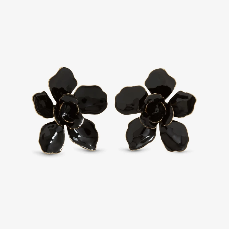 Image of Mood Jet Statement Flower Earrings Gold female One Size