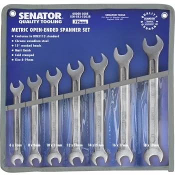 Image of Senator - 6-19MM Ch/V Open Ended Spanner Set - 7 Pieces
