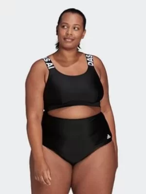 Image of adidas Sh3.ro Branded Bikini Top (plus Size), Black/White, Size 2X, Women
