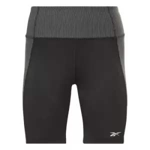 Image of Reebok Ribbed High Rise Legging Shorts Womens - Black