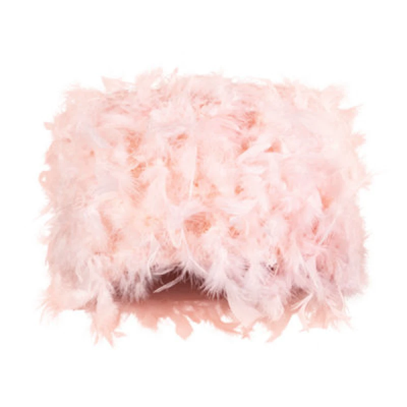 Image of Happy Homewares Modern Designer Real Pink Feather Drum Lamp Shade With Inner Cotton Lining