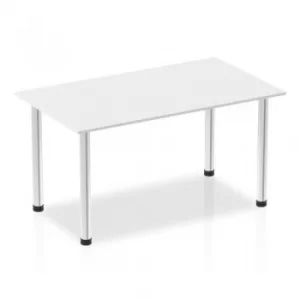 Image of Impulse 1400mm Straight Table White Top Chrome Post Leg