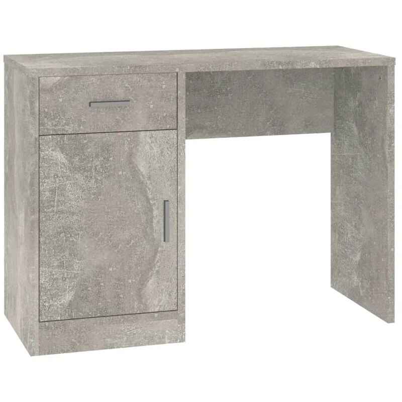 Image of vidaXL Desk With Drawer&cabinet Concrete Grey 100x40x73cm Engineered Wood, Grey 342654