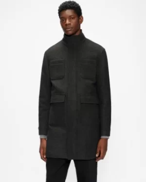 Image of Funnel Neck Coat With Pockets