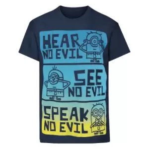 Image of Minions Official Childrens/Kids No Evil T-Shirt (3-4 Years) (Blue)