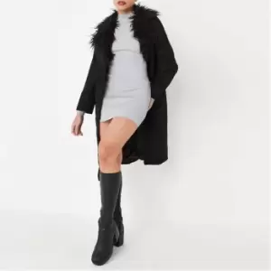 Image of Missguided Recycled Petite Rib Funnel Neck Knit Mini Dress - Grey