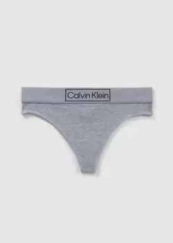 Image of Calvin Klein Womens Underwear Reimagined Heritage Mid Rise Thong In Heather Grey