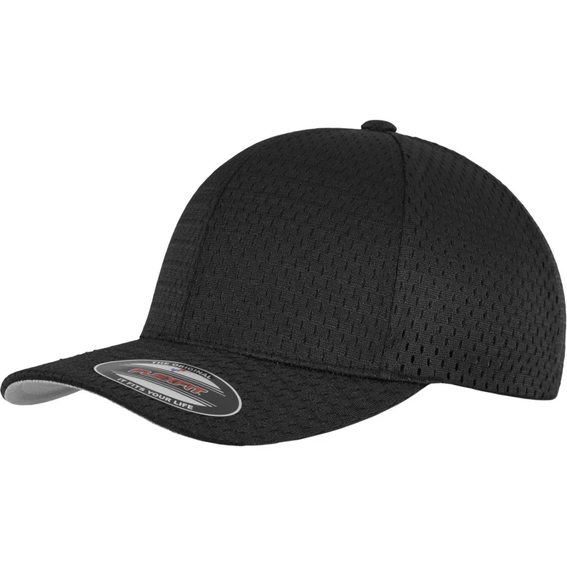 Image of Flexfit by Yupoong Mens Flexfit Athletic Mesh Cap in Black Male One Size