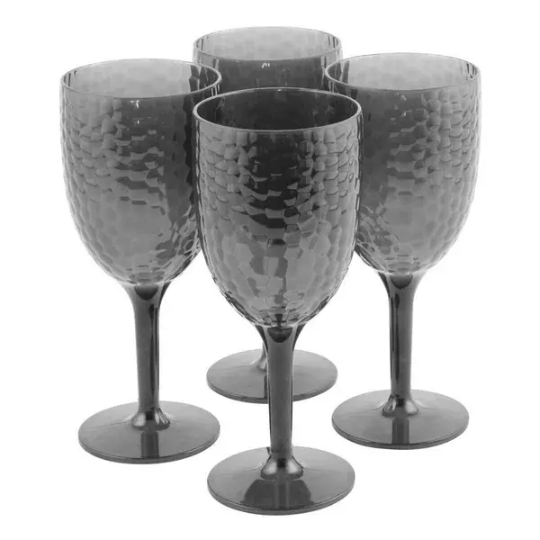 Image of Cambridge Fete Hammered 4 Wine Glass Set - Grey CM07651GEU7