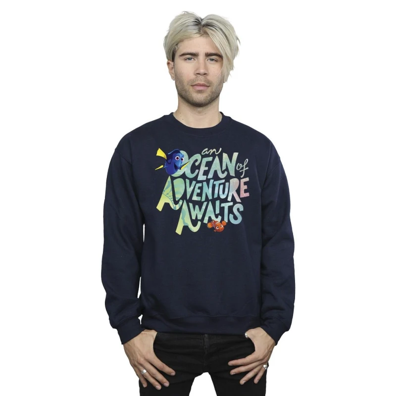 Image of Disney Men Finding Dory Ocean Of Adventure Sweatshirt in Navy Size: Small Navy S Male 5063283476370