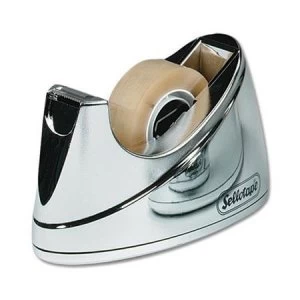 Image of Sellotape Tape Dispenser Small Desktop Non-slip Roll Capacity 19mm Width 33m Length Chrome