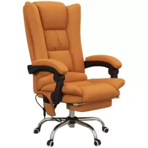 Image of Vinsetto Vibration Massage Office Chair with Heat, PU Leather Computer Chair with Footrest, Armrest, Reclining Back, Light Brown